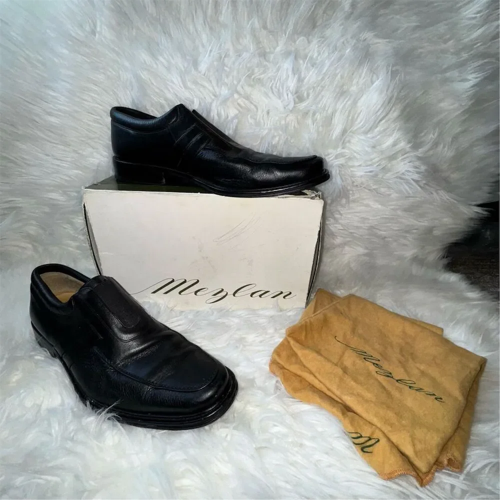 Mezlan McQueen Style Black Leather‎ Loafers Men’s 11.5 Made in Spain Slip-On